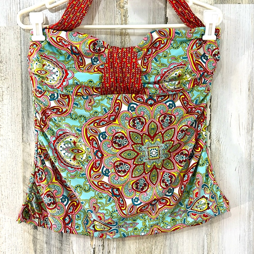 ANTONIO MELANI Green Multicolor Paisley Halter Swim Top - Picture 2 of 13